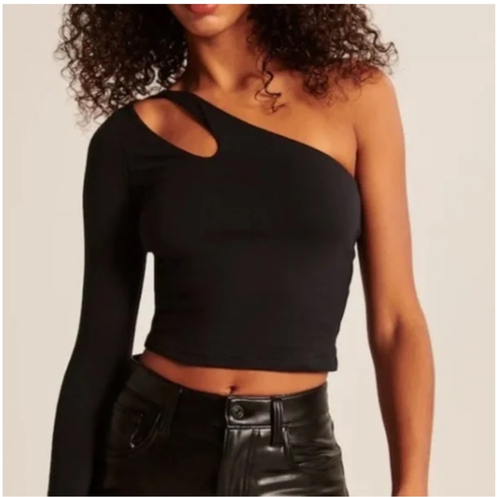 Abercrombie long sleeve one-shoulder cutout top